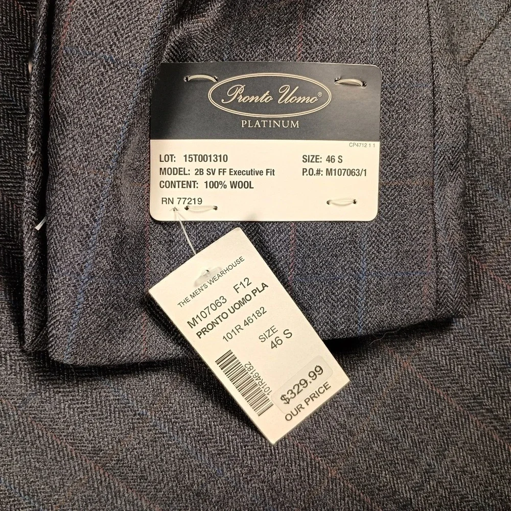 NEW Pronto Uomo Platinum 46S Blue Herringbone With Red & Blue Windowpane Blazer‎